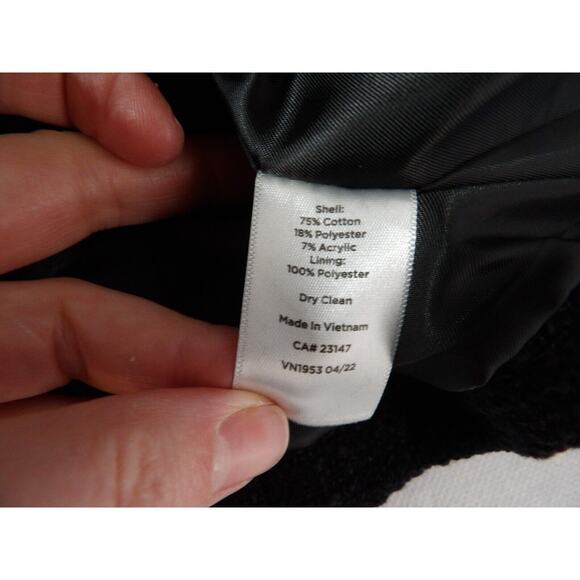 Talbots 16WP Blazer Tweed Black Weave Cotton Cardigan Full Zip Office Career Lin - Picture 4 of 13